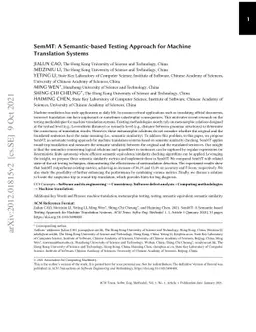 SemMT: A Semantic-based Testing Approach for Machine Translation Systems