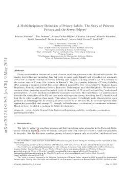 A Multidisciplinary Definition of Privacy Labels: The Story of Princess
  Privacy and the Seven Helpers