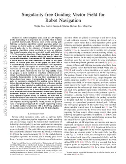 Singularity-free Guiding Vector Field for Robot Navigation