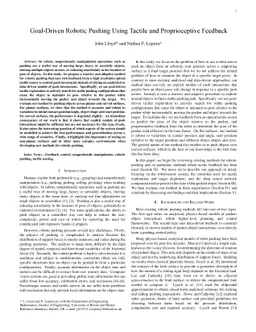Goal-Driven Robotic Pushing Using Tactile and Proprioceptive Feedback