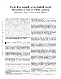 Model-free Neural Counterfactual Regret Minimization with Bootstrap
  Learning