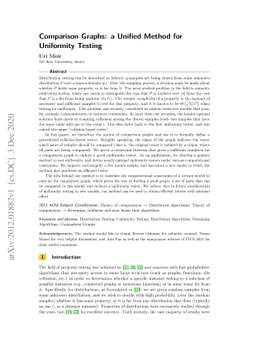 Comparison Graphs: a Unified Method for Uniformity Testing