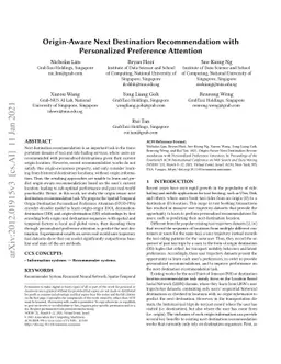 Origin-Aware Next Destination Recommendation with Personalized
  Preference Attention