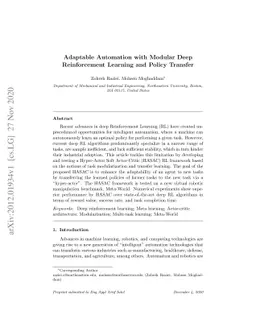 Adaptable Automation with Modular Deep Reinforcement Learning and Policy
  Transfer