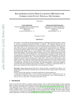 Backpropagation-Free Learning Method for Correlated Fuzzy Neural
  Networks
