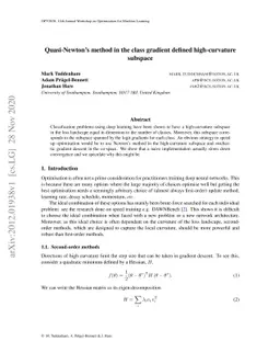 Quasi-Newton's method in the class gradient defined high-curvature
  subspace
