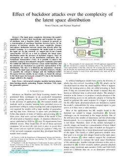 Effect of backdoor attacks over the complexity of the latent space
  distribution