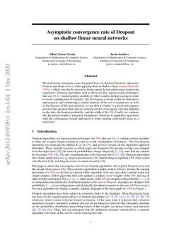 Asymptotic convergence rate of Dropout on shallow linear neural networks