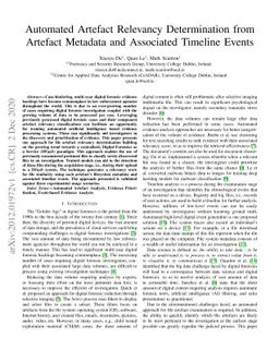 Automated Artefact Relevancy Determination from Artefact Metadata and
  Associated Timeline Events