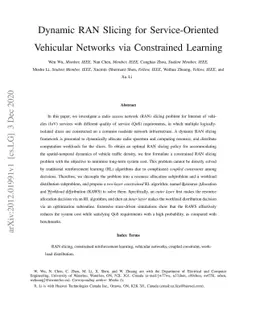 Dynamic RAN Slicing for Service-Oriented Vehicular Networks via
  Constrained Learning