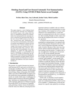 Ontology-based and User-focused Automatic Text Summarization (OATS):
  Using COVID-19 Risk Factors as an Example