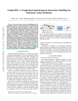 Graph-SIM: A Graph-based Spatiotemporal Interaction Modelling for
  Pedestrian Action Prediction