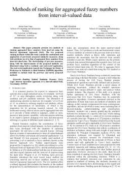 Methods of ranking for aggregated fuzzy numbers from interval-valued
  data