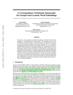 A Correspondence Variational Autoencoder for Unsupervised Acoustic Word
  Embeddings