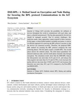 A method based on encryption and node rating for securing the RPL
  protocol communications in the IoT ecosystem