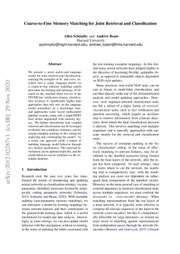 Coarse-to-Fine Memory Matching for Joint Retrieval and Classification