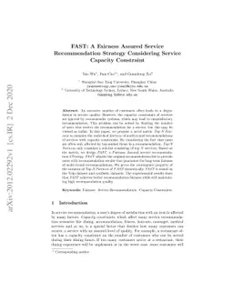 FAST: A Fairness Assured Service Recommendation Strategy Considering
  Service Capacity Constraint