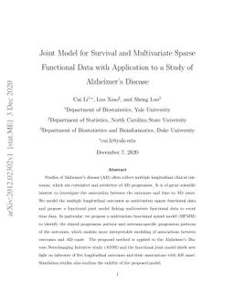 Joint Model for Survival and Multivariate Sparse Functional Data with
  Application to a Study of Alzheimer's Disease