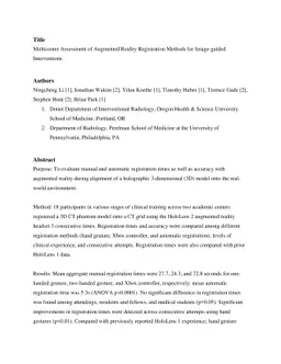 Multicenter Assessment of Augmented Reality Registration Methods for
  Image-guided Interventions