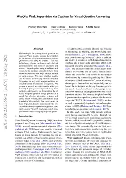 WeaQA: Weak Supervision via Captions for Visual Question Answering