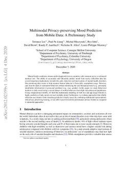 Multimodal Privacy-preserving Mood Prediction from Mobile Data: A
  Preliminary Study