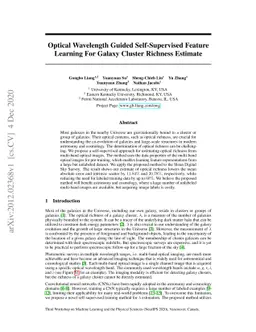 Optical Wavelength Guided Self-Supervised Feature Learning For Galaxy
  Cluster Richness Estimate