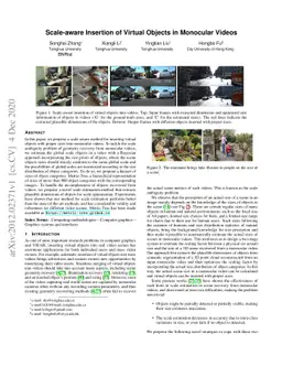 Scale-aware Insertion of Virtual Objects in Monocular Videos