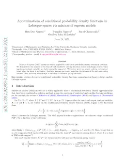 Approximations of conditional probability density functions in Lebesgue
  spaces via mixture of experts models