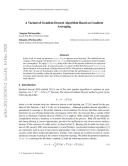 A Variant of Gradient Descent Algorithm Based on Gradient Averaging