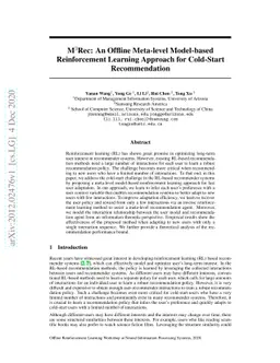 Offline Meta-level Model-based Reinforcement Learning Approach for
  Cold-Start Recommendation