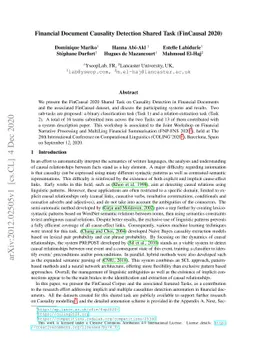 Financial Document Causality Detection Shared Task (FinCausal 2020)