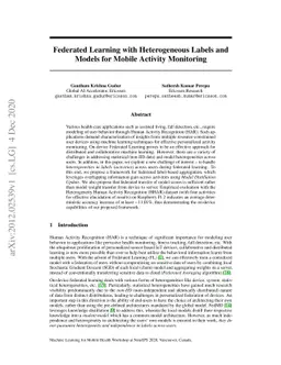 Federated Learning with Heterogeneous Labels and Models for Mobile
  Activity Monitoring