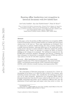 Boosting offline handwritten text recognition in historical documents
  with few labeled lines