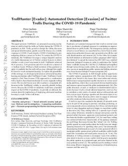 TrollHunter [Evader]: Automated Detection [Evasion] of Twitter Trolls
  During the COVID-19 Pandemic