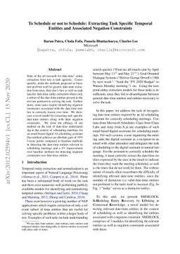 To Schedule or not to Schedule: Extracting Task Specific Temporal
  Entities and Associated Negation Constraints
