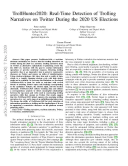 TrollHunter2020: Real-Time Detection of Trolling Narratives on Twitter
  During the 2020 US Elections