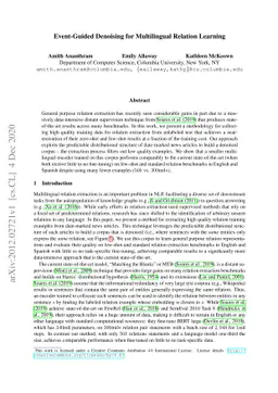 Event Guided Denoising for Multilingual Relation Learning