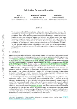 Delexicalized Paraphrase Generation