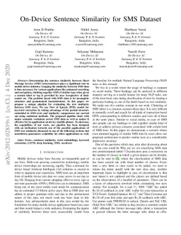 On-Device Sentence Similarity for SMS Dataset