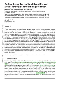 Ranking-based Convolutional Neural Network Models for Peptide-MHC
  Binding Prediction