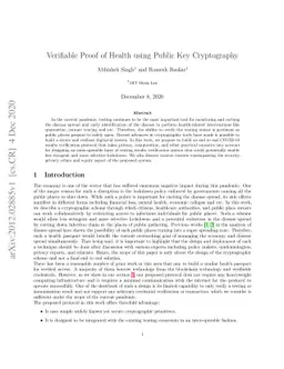 Verifiable Proof of Health using Public Key Cryptography