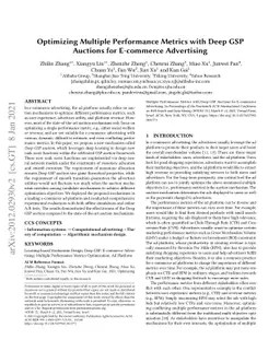 Optimizing Multiple Performance Metrics with Deep GSP Auctions for
  E-commerce Advertising