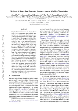 Reciprocal Supervised Learning Improves Neural Machine Translation