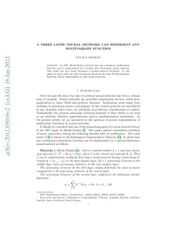 A three layer neural network can represent any multivariate function