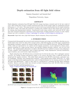 Depth estimation from 4D light field videos