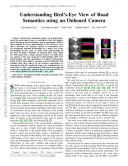Understanding Bird's-Eye View of Road Semantics using an Onboard Camera