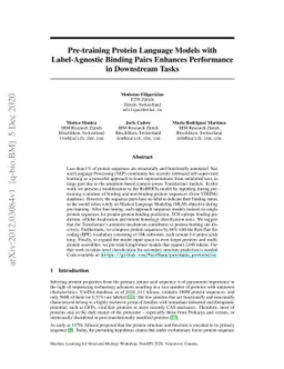 Pre-training Protein Language Models with Label-Agnostic Binding Pairs
  Enhances Performance in Downstream Tasks