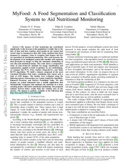 MyFood: A Food Segmentation and Classification System to Aid Nutritional
  Monitoring