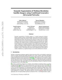 Semantic Segmentation of Medium-Resolution Satellite Imagery using
  Conditional Generative Adversarial Networks