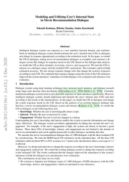 Modeling and Utilizing User's Internal State in Movie Recommendation
  Dialogue